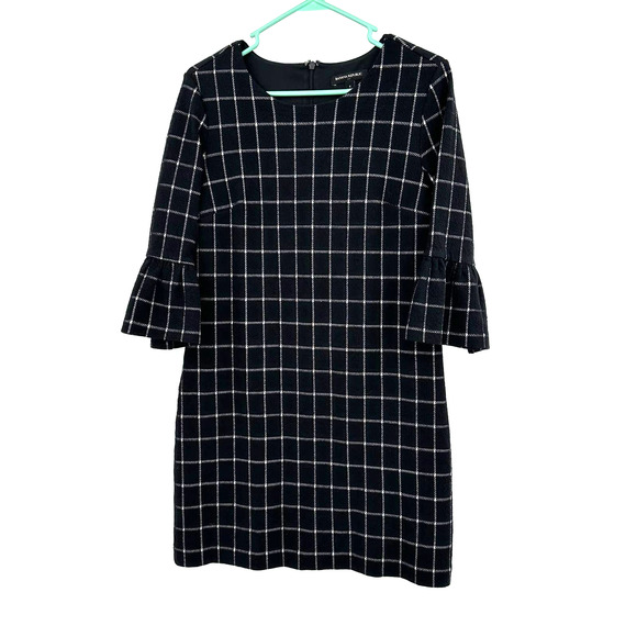 Banana‎ Republic size 4 black white shift style dress bell sleeves rear zip - Picture 1 of 5